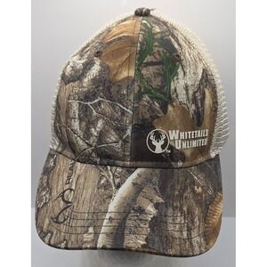 Whitetails Unlimited Realtree Edge Camouflage Mesh Trucker Hat Strapback Cap NWT